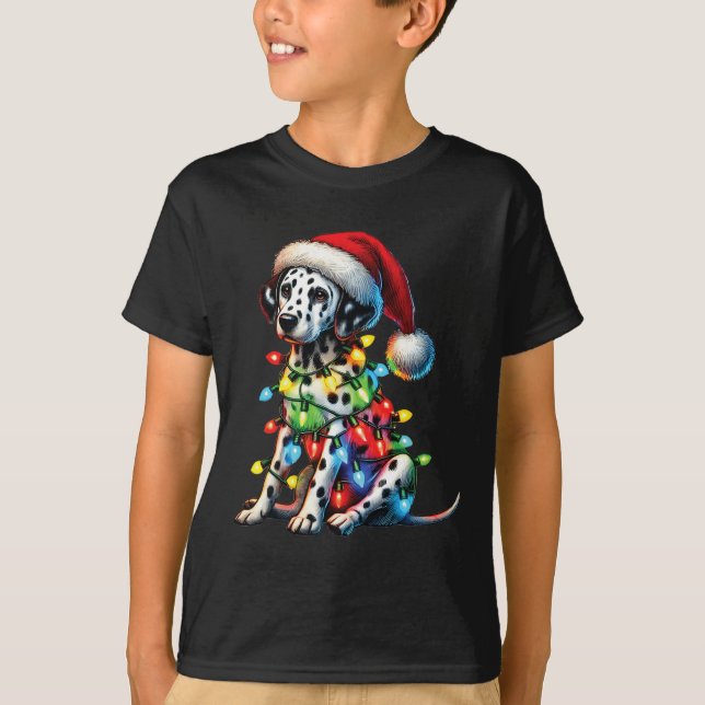 Pet Djur älskare Dalmatian Hund Santa Hat Christma T Shirt (Framsida)