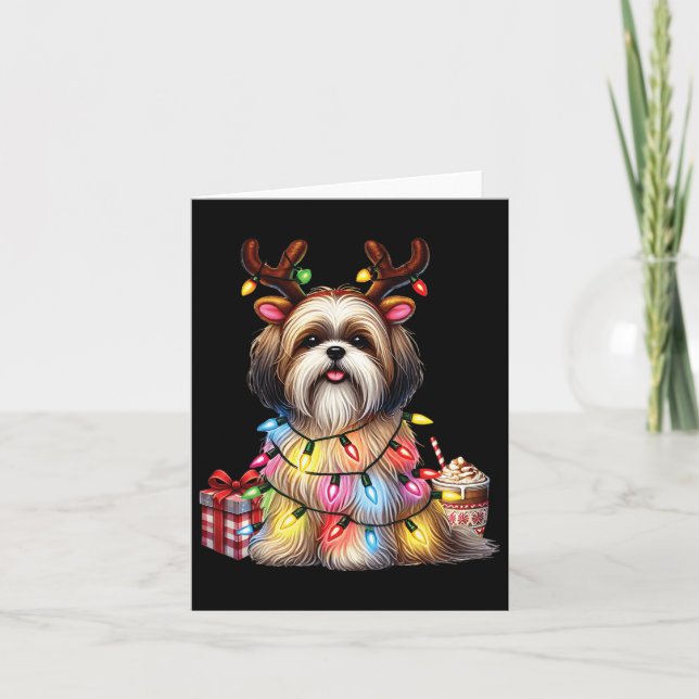 Pet Djur älskare Shih Tzu Hundar Reindeer Antlers  Kort (Framsida)