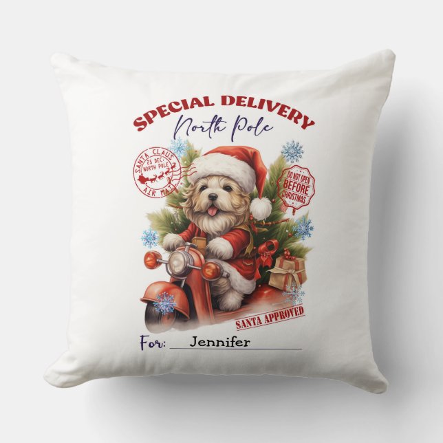 Pet Dog Cute Puppy Christmas Throw Pillow Kudde (Framsida)