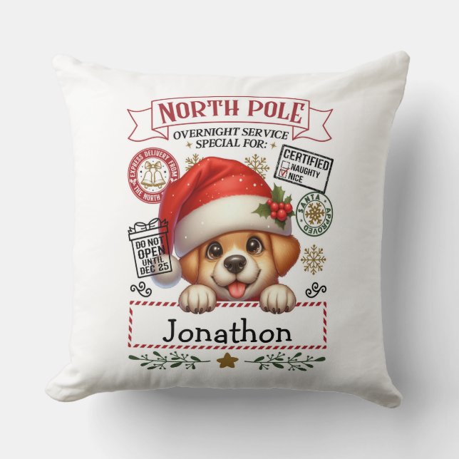 Pet Dog Festive Puppy Christmas Throw Pillow Kudde (Framsida)