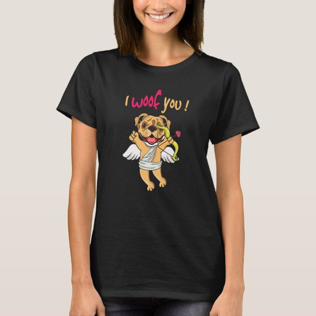 Pet Dog Lover Barking Cupid Hearts Day Happy Valen T Shirt (Framsida)