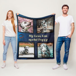 Pet dog photo collage dalmatian fleecefilt
