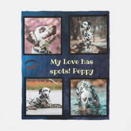 Pet dog photo collage dalmatian fleecefilt