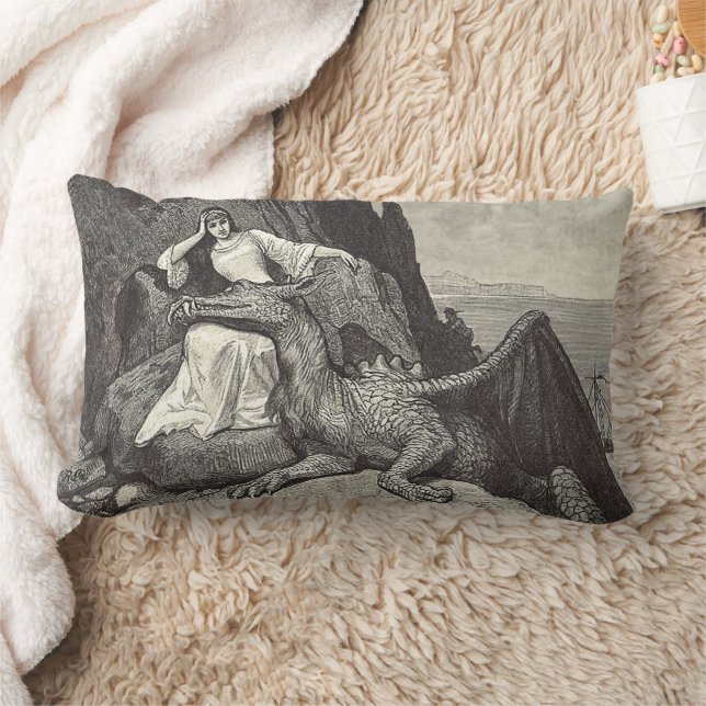 Pet Dragon och Maiden Lumbarkudde (Filt)