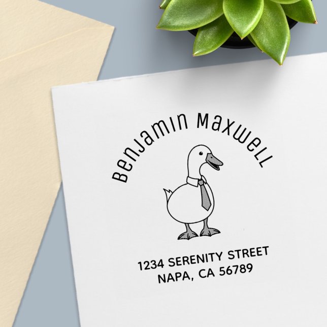 Pet Duck Goose Necktie Arch Address Självfärgande Stämpel (Skapare uppladdad)