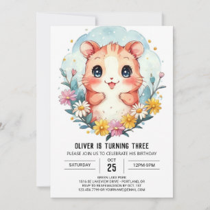 Pet Editable Hamster Birthday Inbjudningar