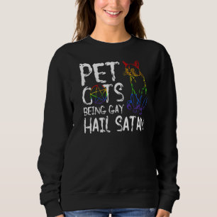 Pet får bli Gay Hail Satan Lgbt Flagga T Shirt