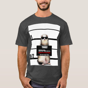 Pet Ferret Funny Ferret Thief Mugshot Gift T Shirt