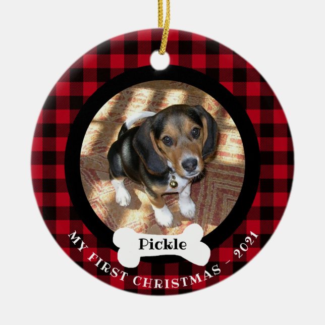 Pet First jul Buffalo Play 2-Photo 2-sidig Julgransprydnad Keramik (Framsidan)