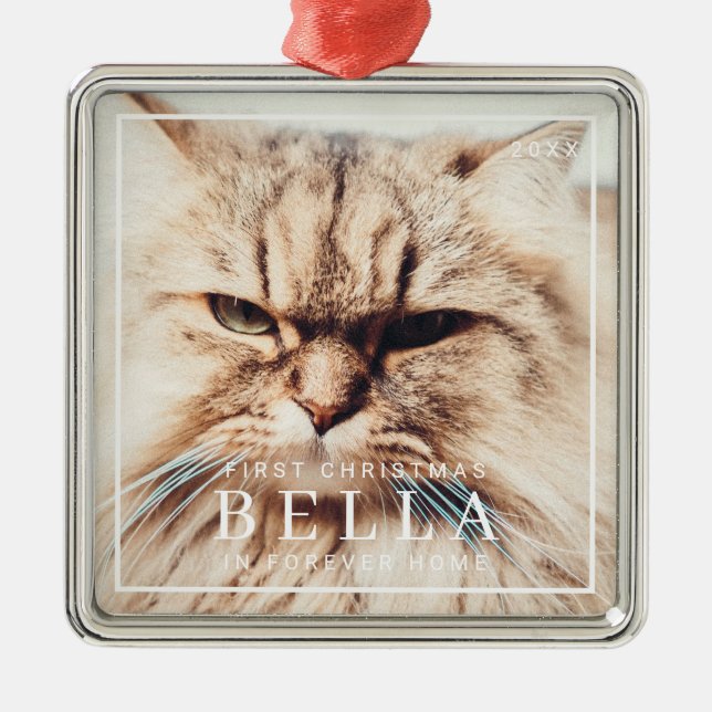 Pet First jul in Forever Home Photo Helgdag Julgransprydnad Metall (Framsidan)