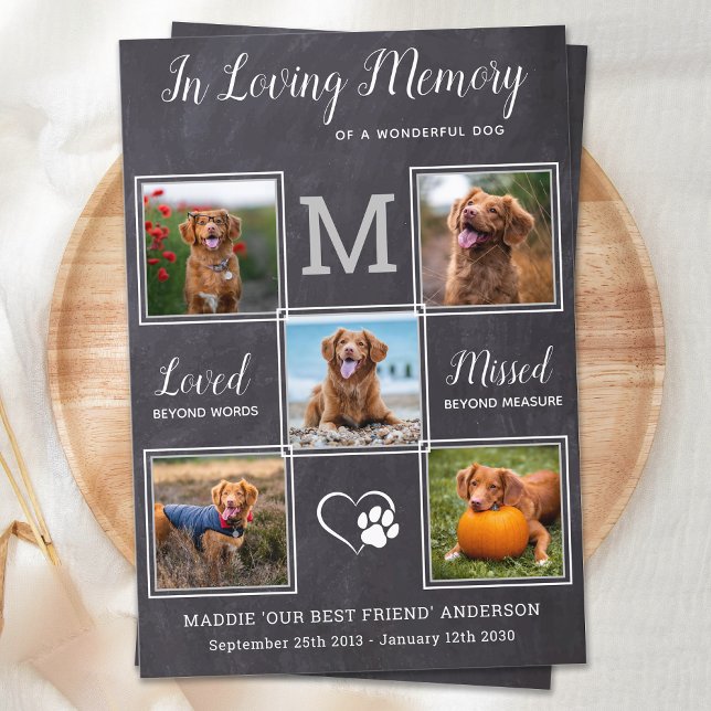 Pet-förlust 5 Photo Personalize Hund Memorial Symp Tack Kort (Skapare uppladdad)