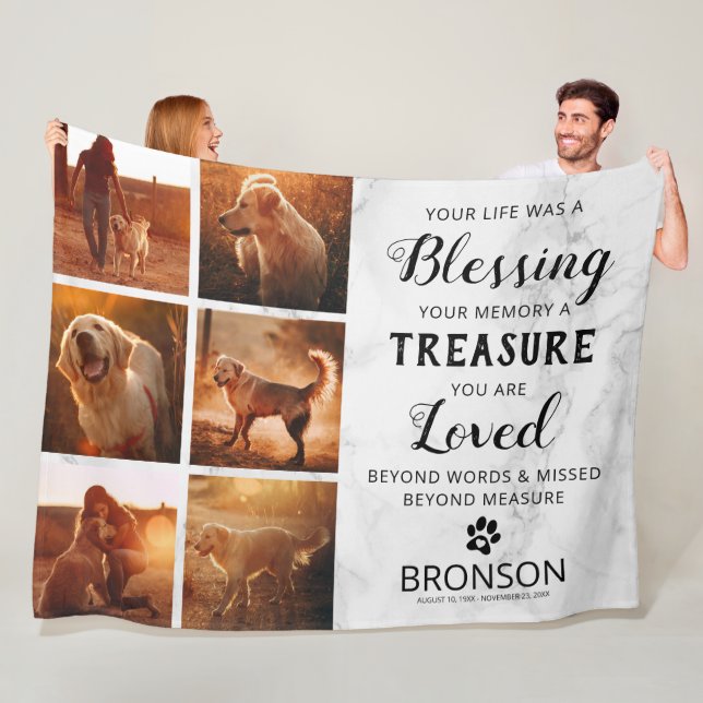 Pet-förlust-minnesfotosamling Fleecefilt (På plats)