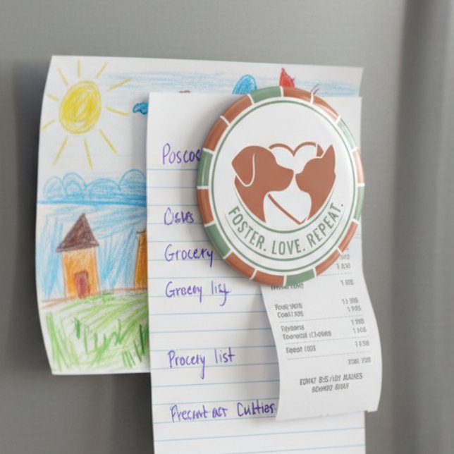 Pet Foster Parent Gift - Rescue Love Repeat Heart Magnet (Pet foster appreciation magnet)