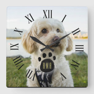 Pet-foto för anpassningsbar Family   Monogram för  Fyrkantig Klocka