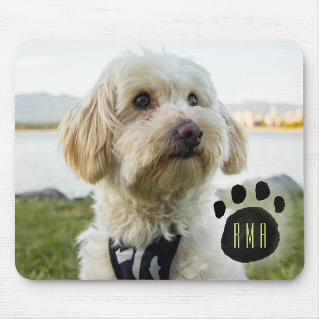 Pet-foto för anpassningsbar Family | Monogrammet Musmatta (Framsidan)
