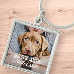 Pet-foto för bästa Hund någonsin i modern Anpassni Fyrkantig Silverfärgad Nyckelring<br><div class="desc">Den här enkla och klassiska designen består av serif-typografi och lägger till ett anpassningsbar-foto</div>