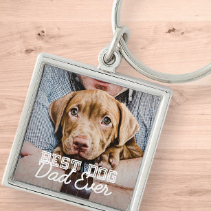 Pet-foto för bästa Hund någonsin i modern Anpassni Fyrkantig Silverfärgad Nyckelring