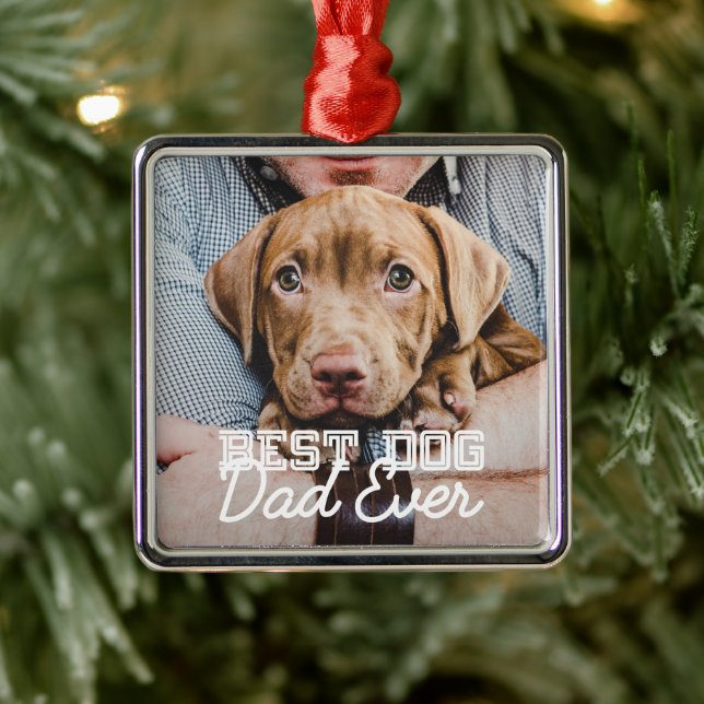 Pet-foto för bästa Hund någonsin i modern Anpassni Julgransprydnad Metall (Träd)