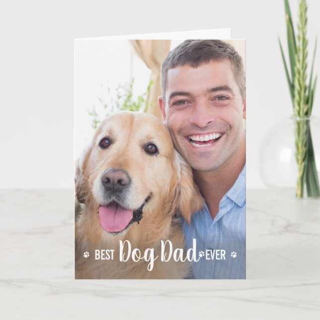 Pet-foto för bästa Hund-Pappa någonsin-Anpassnings Helgkort (Framsida)