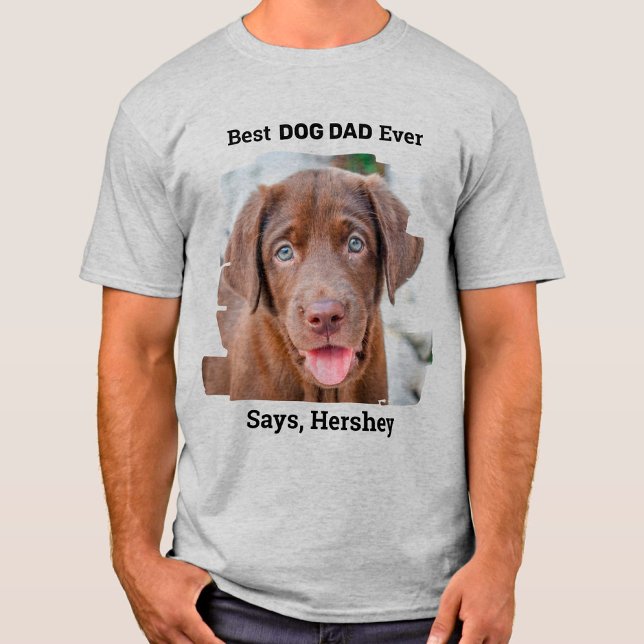 Pet-foto för bästa Hund-Pappa någonsin i Anpassnin T Shirt (Skapare uppladdad)