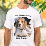Pet-foto för bästa Hund Pappa någonsin, Personlig T Shirt<br><div class="desc">Bästa Hund Pappa någonsin.. Överraska din favorit Hund Pappa i Fars dag med den här toppen söta fotoskjortan av anpassningsbar. Anpassa den här pappa-skjortan i hund med hund favoritfoto och namn. Bästa Hund Pappa någonsin ... Er Hund s namn Den här hund-t-tröjan är ett måste för hundälskare och hund pappor....</div>