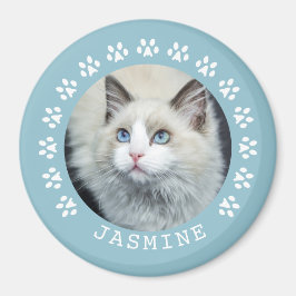 Pet-foto för Blue Cat Tass avtryck Ram Magnet
