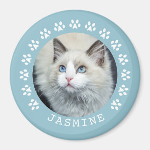 Pet-foto för Blue Cat Tass avtryck Ram Magnet