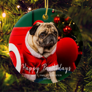 Pet-foto för familjen Julgran Lycklig Pawlidays Julgransprydnad Keramik