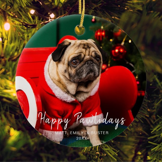 Pet-foto för familjen Julgran Lycklig Pawlidays Julgransprydnad Keramik (Skapare uppladdad)