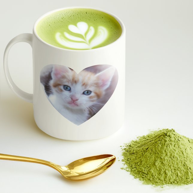 Pet-foto för hjärtformade familj kaffemugg (Heart Shaped Family Pet Photo Coffee Mug)