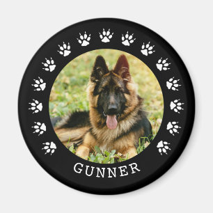 Pet-foto för svart och vitt Hund Tass avtryck Ram Magnet