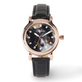 Pet-foto och -text och eventuell Färg-Tass-klocka  Armbandsur