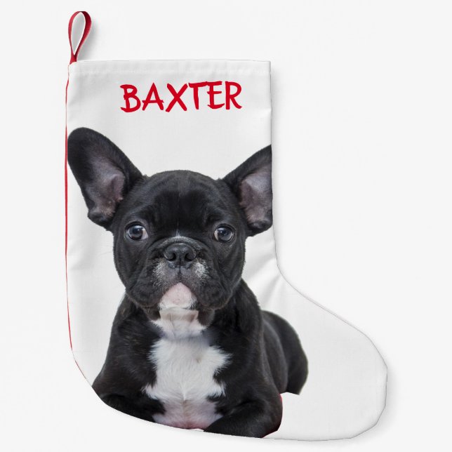 Pet French Bulldog Dog Photo Personalized   Liten Julstrumpa (Framsidan)
