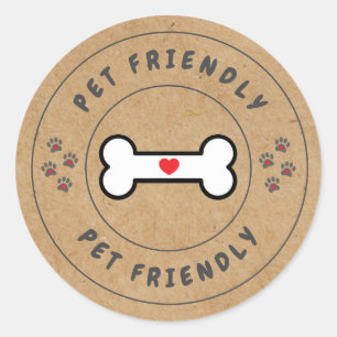 Pet Friendly Kraft-etikett med ben Runt Klistermärke