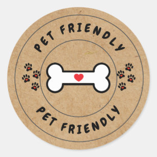 Pet Friendly Kraft-etikett med ben Runt Klistermärke
