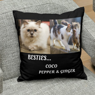 Pet Friends Photo Collage & Namn Cat Mamma Besties Kudde