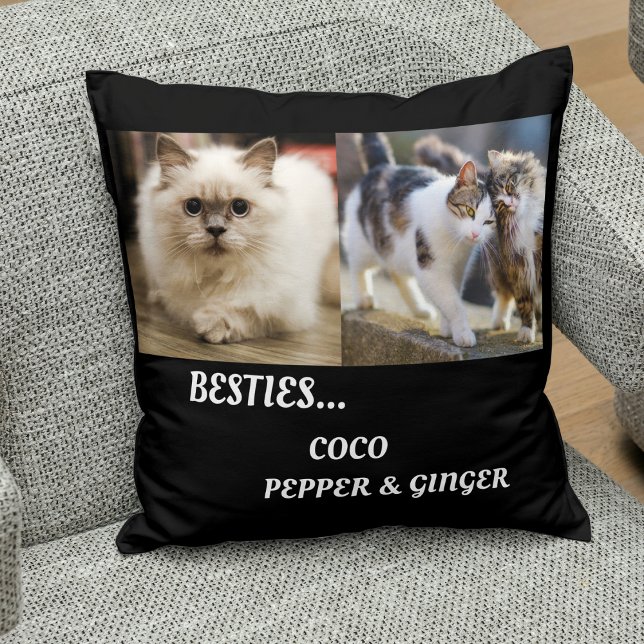 Pet Friends Photo Collage & Namn Cat Mamma Besties Kudde (Skapare uppladdad)