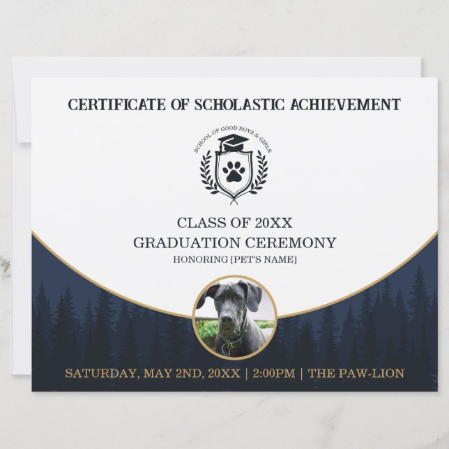 Pet Graduation Certificate Dog Training Diploma (Framsida)