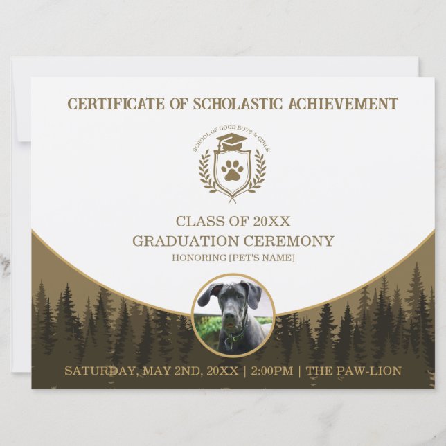 Pet Graduation Certificate Dog Training Diploma (Framsida)