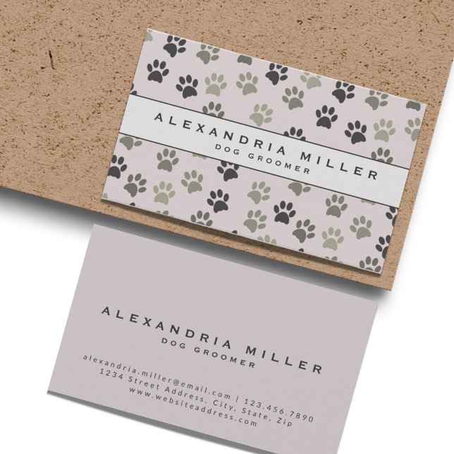Pet Groomer | BLEK  ROSA TASS AVTRYCK Visitkort (Skapare uppladdad)