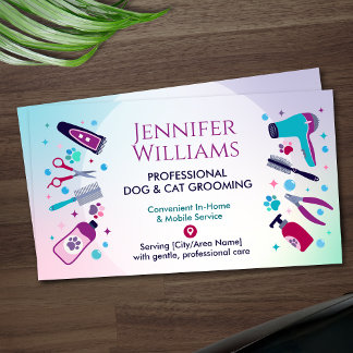 Pet Groomer In Home & Mobile Hund & Cat Grooming Visitkort