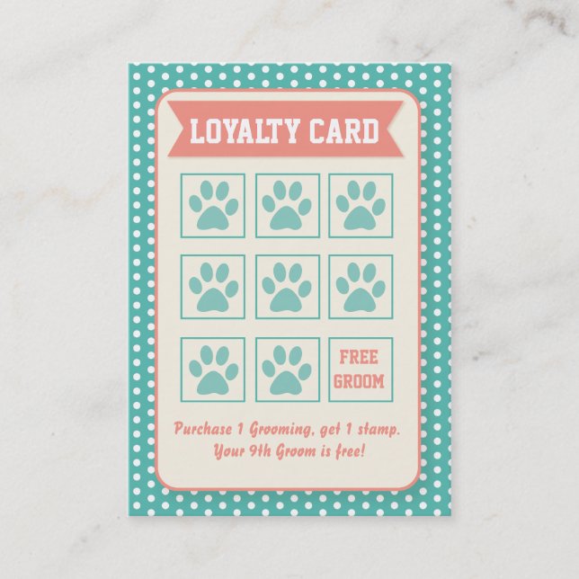 Pet Groomer Loyalty Card - anpassningsbart Lojalitetskort (Framsida)