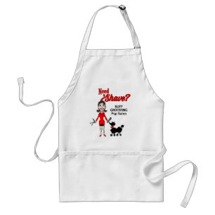 Pet Groomer Red and Black behöver ett svalt företa Förkläde
