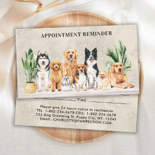 Pet Groomer Reminder Boho Watercolor Puppy Hundar Tidsbeställning Kort