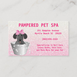 Pet Groomer Rosa Glitter Affärskort Visitkort