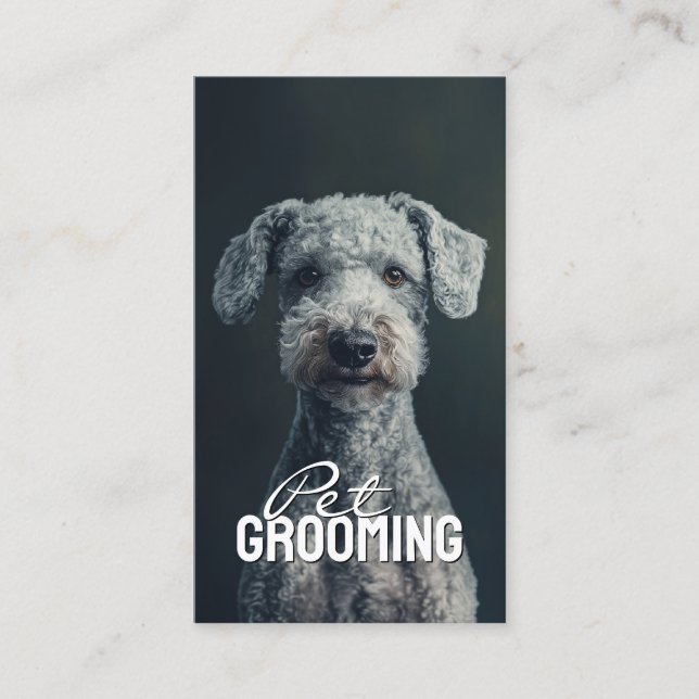 Pet Groomer Salon Care Bedlington Terrier Porträtt Visitkort (Framsida)