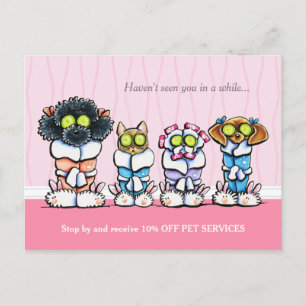 Pet Groomer Spa Hundar Cat Robes Rosa Coupon Maile Vykort