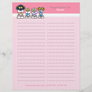 Pet Groomer Spa Robes Rosa Sign-In Guest Lakan Reklamblad