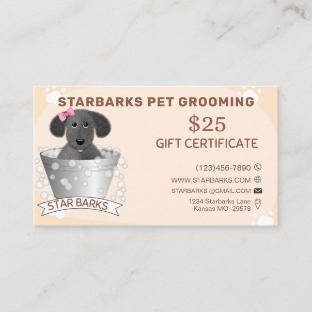 Pet Groomers-presentkort Visitkort (Framsida)