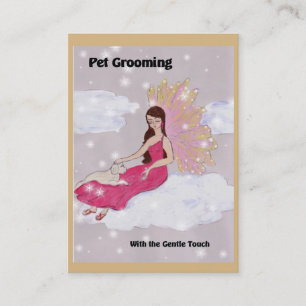 Pet Grooming Affärskort med Hund och ängel Visitkort